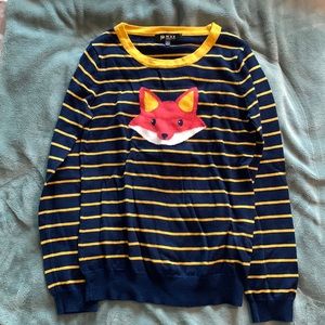 YeMak Novelty Striped Fox Sweater